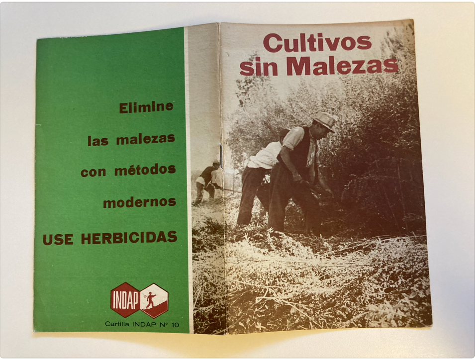 A book with text and pictures of men working in the field

Description automatically generated